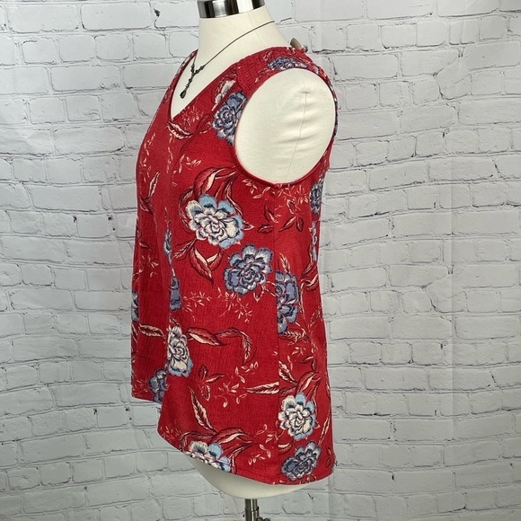 Knox Rose Women's Tank Top Size XS Boho Blouse Red/Blue Floral Sleeveless - Picture 5 of 7